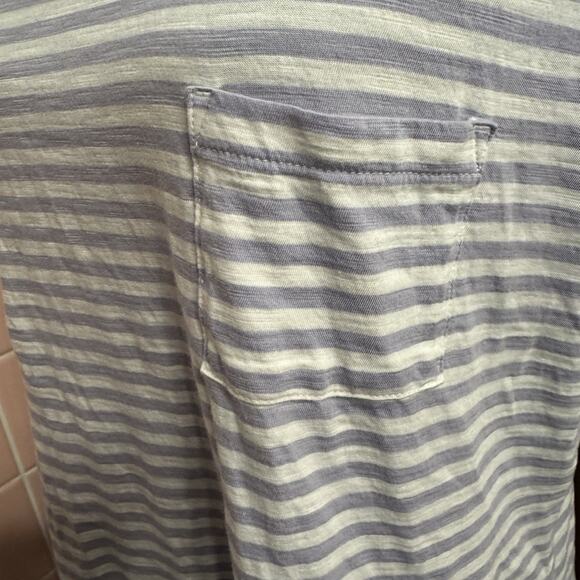 Garnet Hill Top Large Womens Organic Cotton Tee Lavender White Stripe Simple - Picture 3 of 7